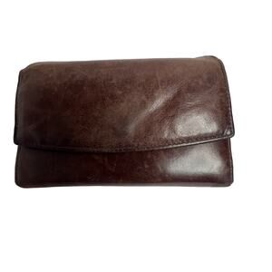 Wilson The Leather Experts Pelle Studio Brown Leather Distressed Pattern Wallet